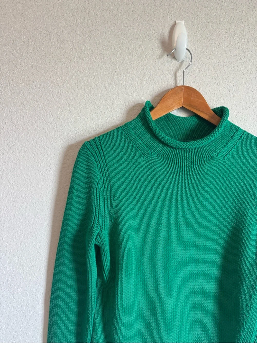 J. Crew Women's Green Cotton 1988 Rollneck Chunky Sweater Size XS
